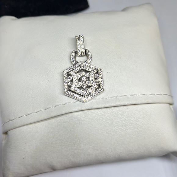 Ladies glamorous cz ss/rhodium pendant, new from QVC diamonique line, 1 &1/4” L - Picture 3 of 8